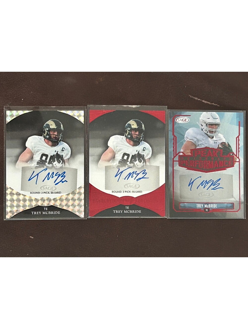 2022 TE TREY MCBRIDE AUTO RC SAGE COLLECTION PEAK PERFORMANCE/ROUND 2 PICK NM